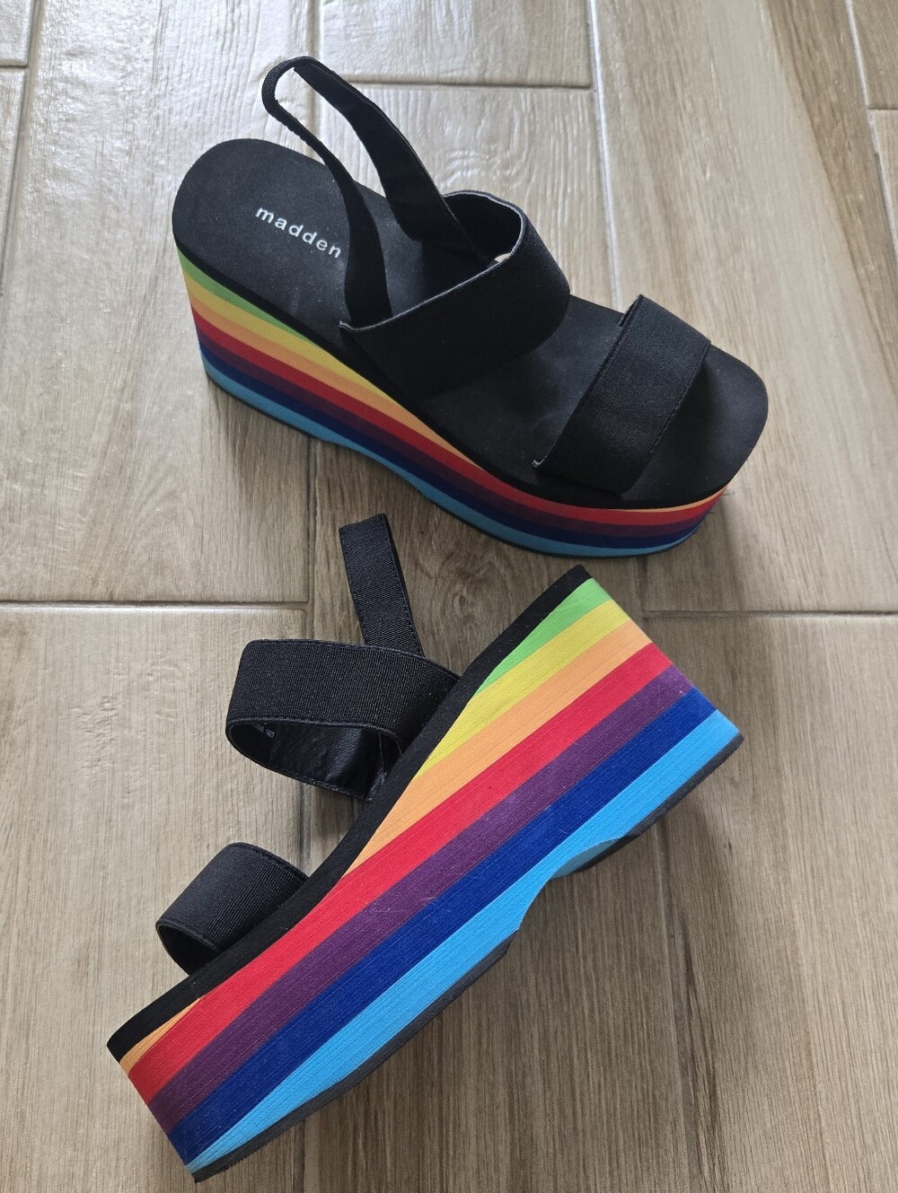 Madden Girl "Keeli" Rainbow Wedge Platform Sandals, 8 - Picture 3 of 13